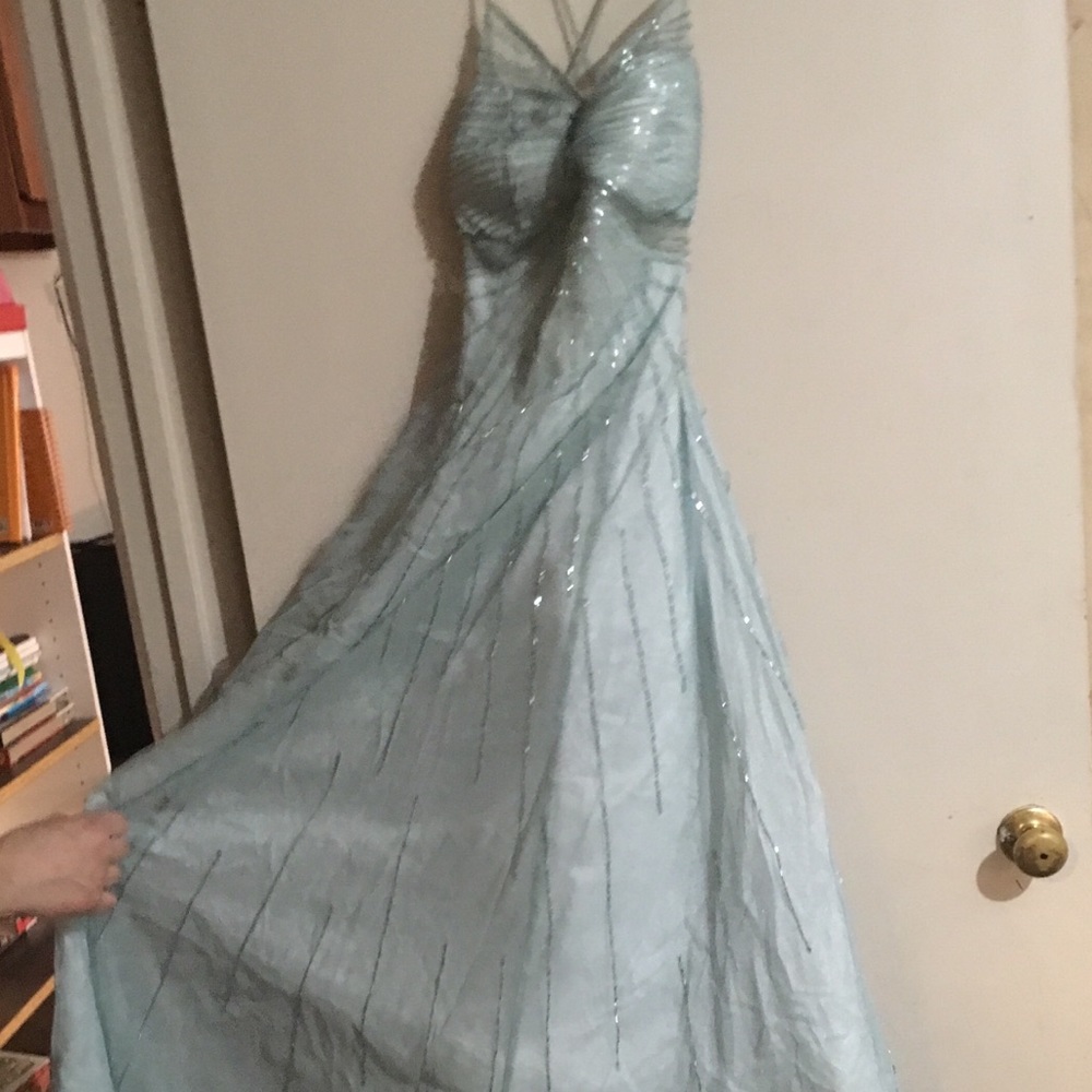 Mint colored prom gown
